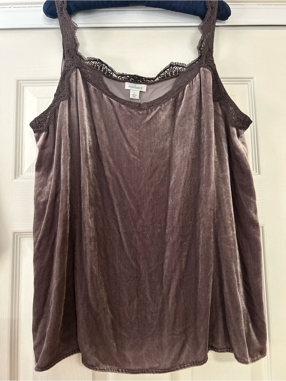 Sundance Velvet Lace Trim Tank - Taupe